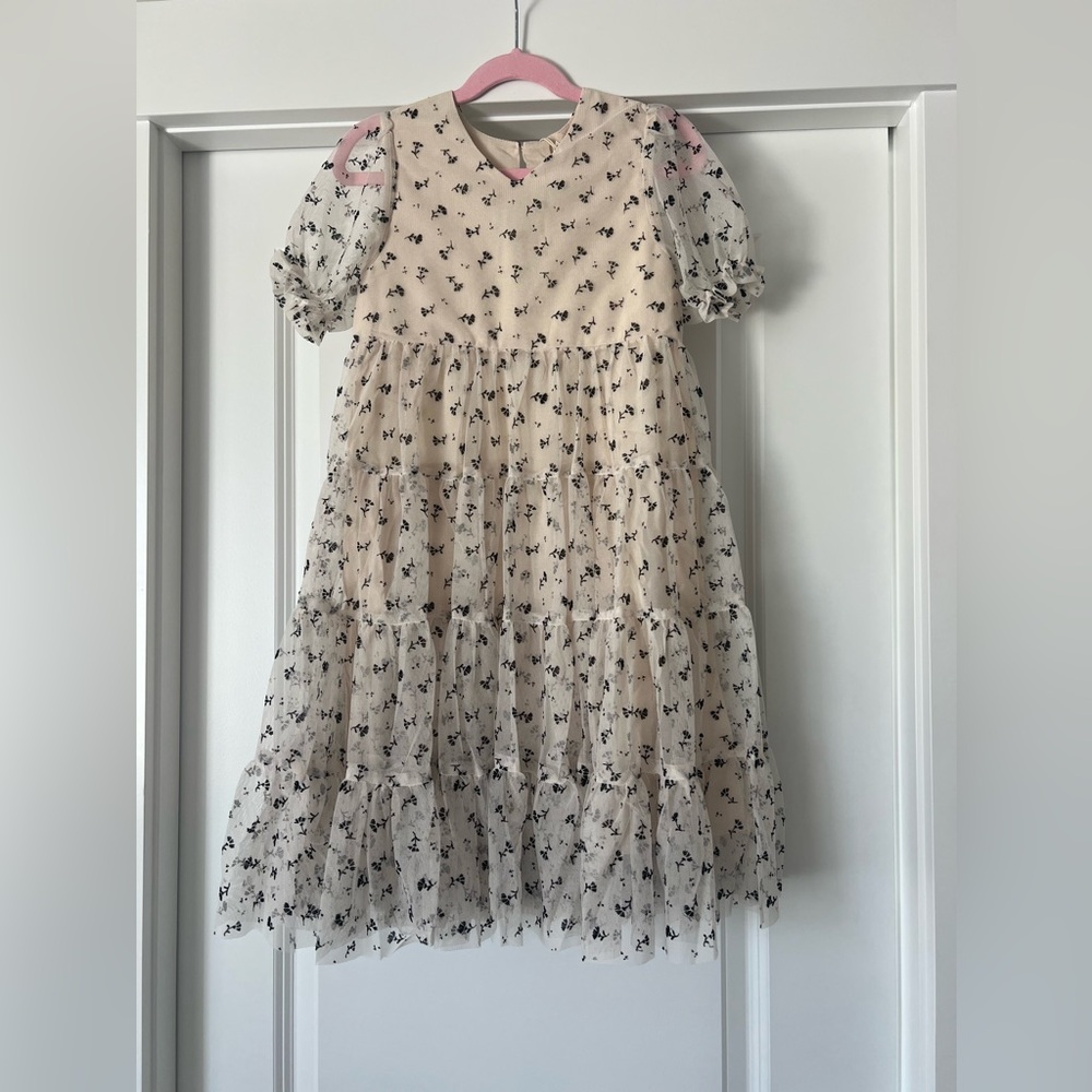 Noralee Floral Dottie Midi Dress Black /beige Size 6